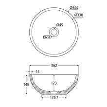 Alba 362mm Round Concrete Above Counter Basin